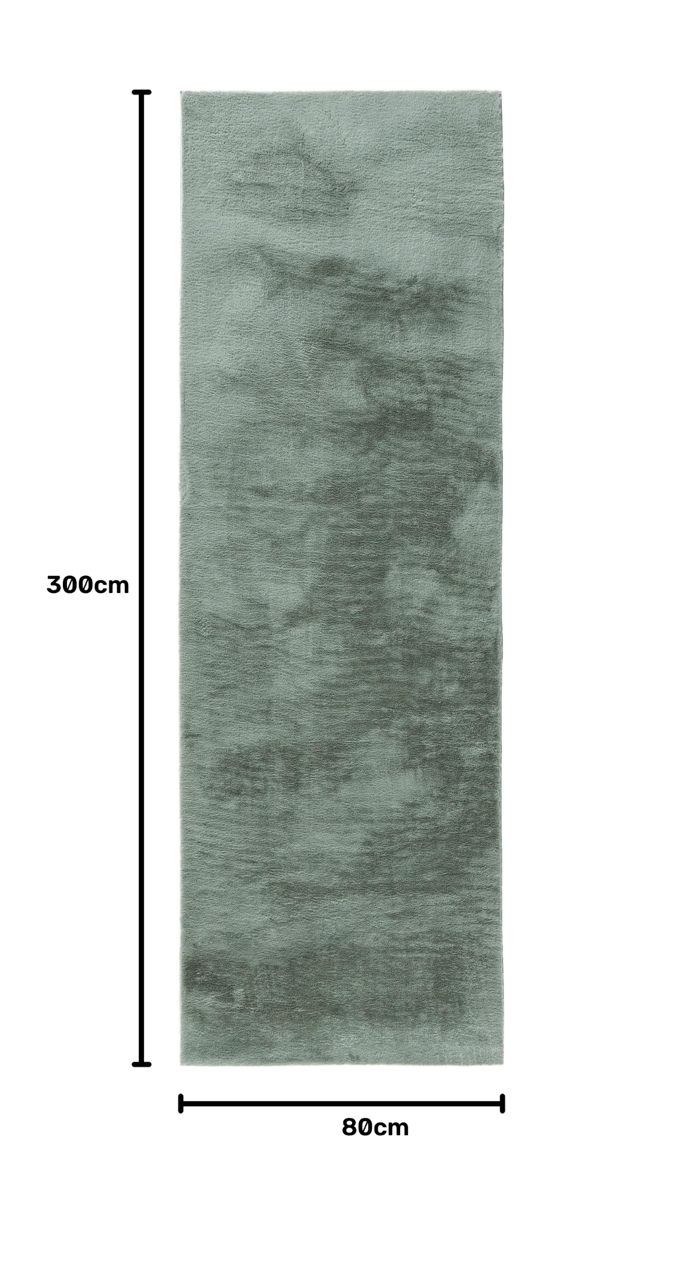 Interiyou Fargo - Teppich Wohnzimmer 80x300 cm Grün - Kurzflor Waschbar und rutschfest - Flauschiger Fellteppich aus Kunstfell - weicher Langflor Fell