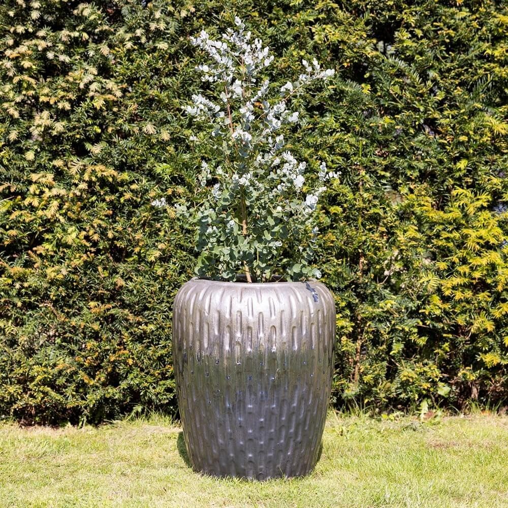 Primrose Two-Tone Textured Terracotta Round Planter In Metallic Two Tone 53Cm from B&Q