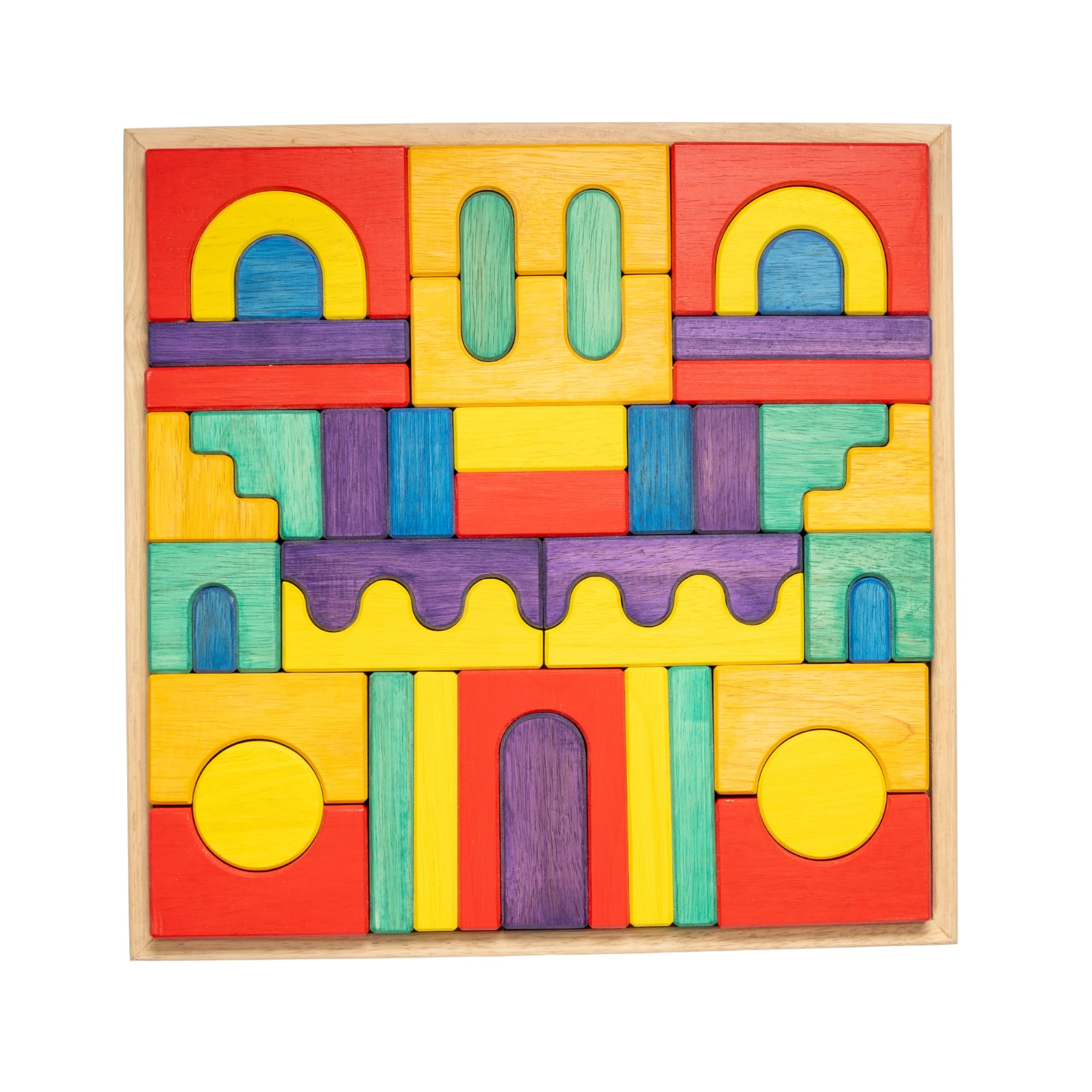Großes Montessori Holzbausteine Set – Bunte Holzbausteine für Kinder ab 1 Jahr, Lernspielzeug aus Naturholz, Motorikspielzeug, Kreatives Bauspielzeug