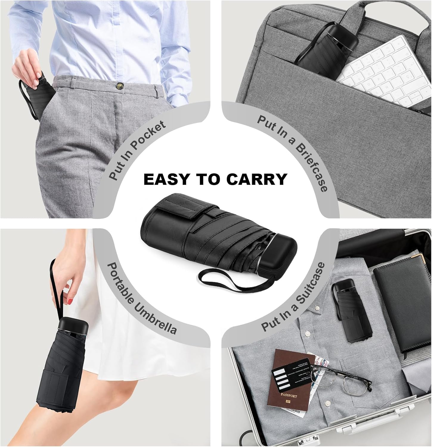 LEAGERA Mini Umbrella - Compact, Waterproof Travel Umbrella for Light Rain, Suitable for Women's Purse and Pocket - Image 2