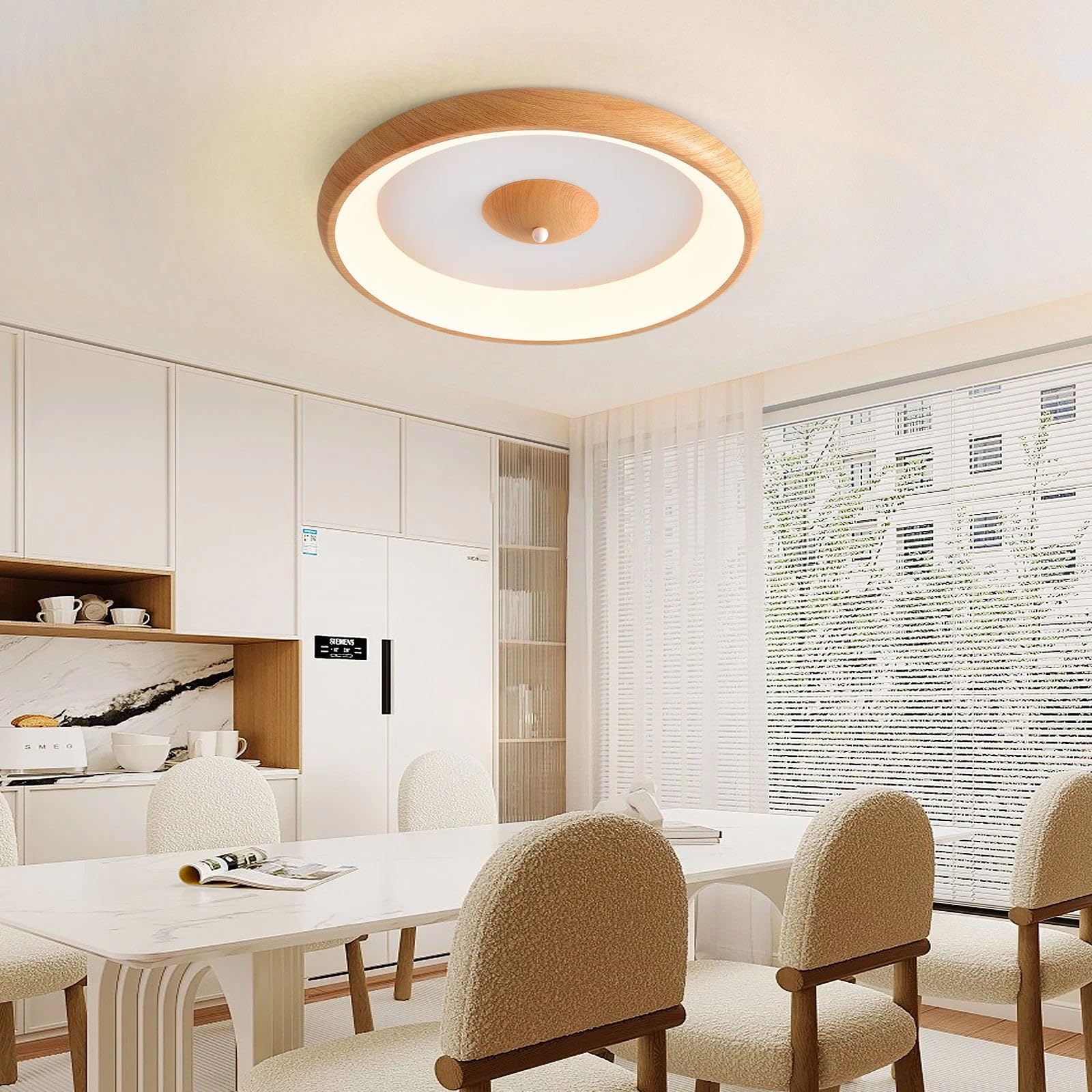 Lámpara de Techo Moderna, Plafones para Techo Madera, 30W Plafon LED Blanco Luz Techo para Oficinas, Salones, Dormitorios, Cocinas, Pasillos