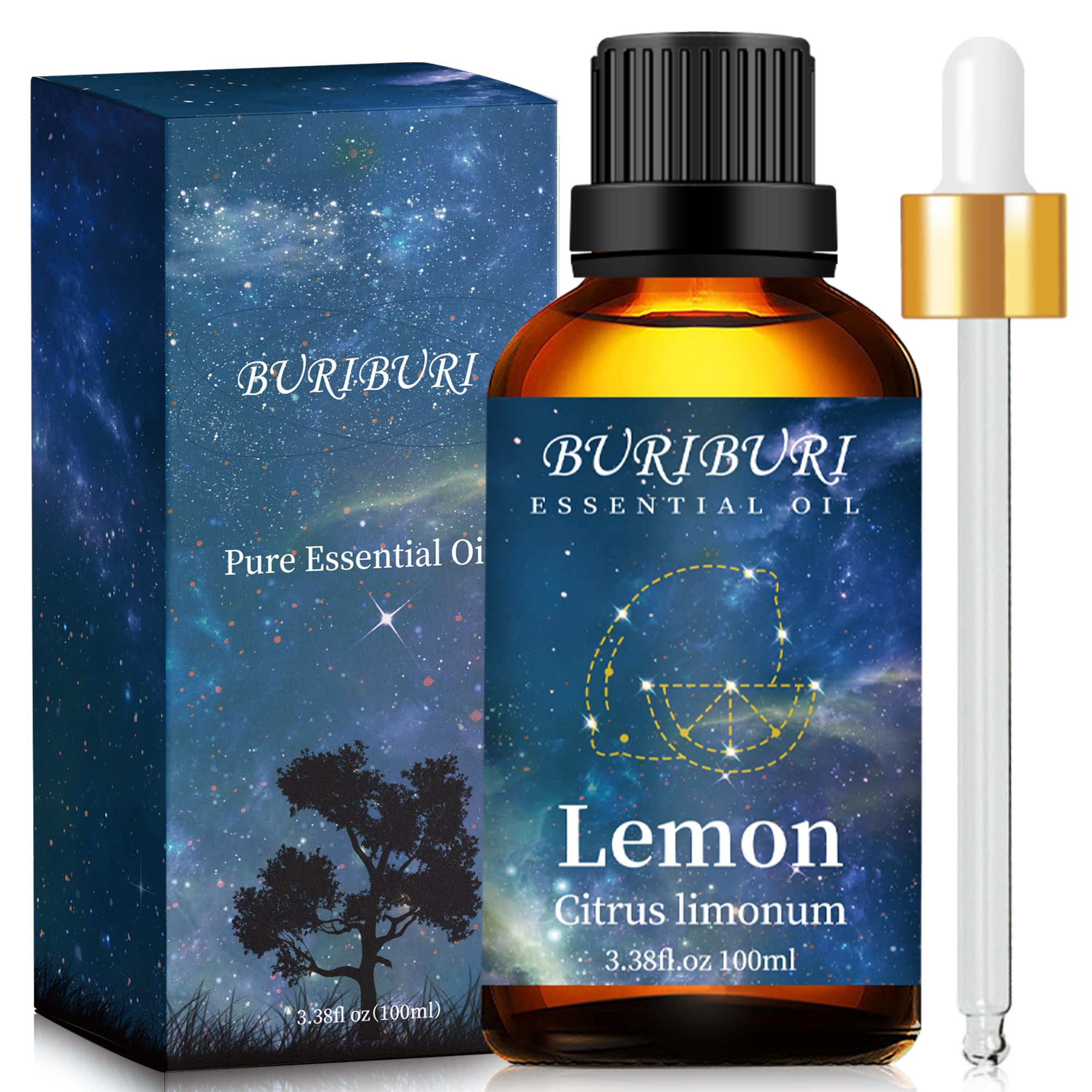 BURIBURI Lemon Essential Oil 100% Pure, Undiluted, Natural, Organic Aromatherapy Oil Lemon Fragrance Oils for Home, Diffuser (Lemon, 3.38 Fl Oz (Pack of 1))