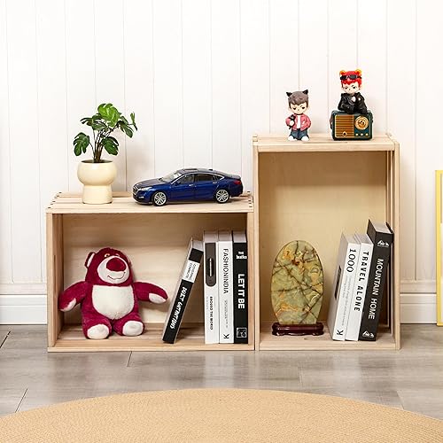 Miniatura 5 de Cajas de madera de gran tamaño de 20 pulgadas de largo para almacenamiento, cajas de leche de madera de color de troncos de granja, adecuadas para