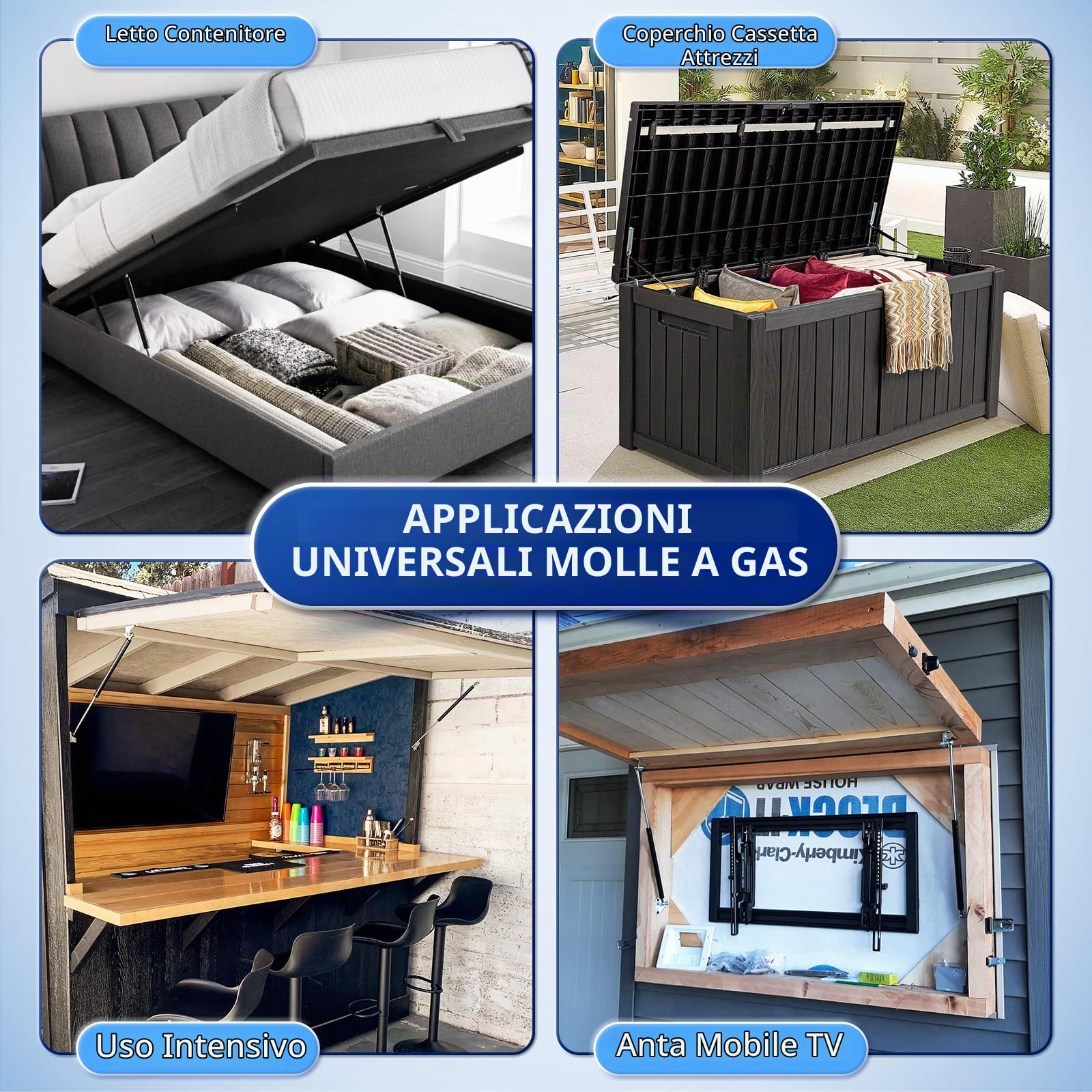 ARANA Molla a gas ammortizzatore 380mm 298N/30KG con staffe, 2 pezzi | Molle a gas 38cm con staffe idrauliche per coperchi pesanti, porte camper, bidoni, finestre, botole