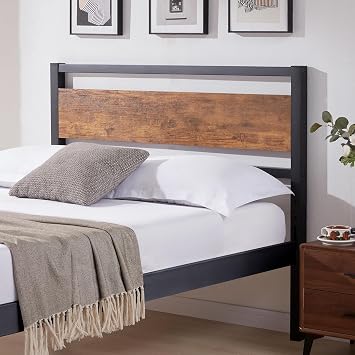 anwickjeff Wood Headboard Full Size Bed, Easy Assembly with Rustic Solid Wood Board, Full Headboard Only with Metal Slats Sturdy,Farmhouse Headboards for Adjustable Bed, Rustic Brown