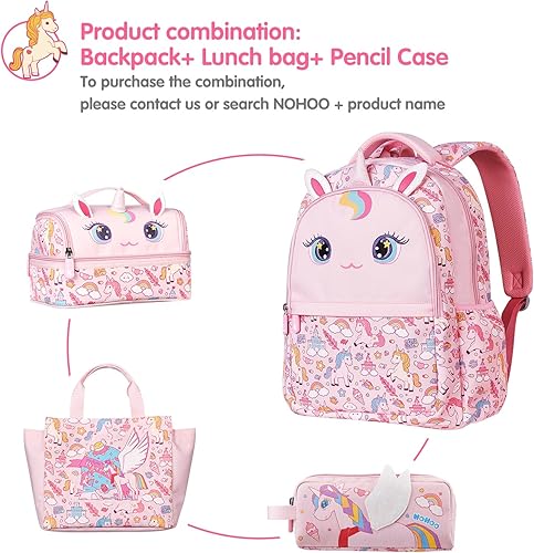 Miniatura 7 de NOHOO Lonchera para niños, grande y reutilizable, con estampado de animales lindos, lonchera térmica para niñas, mujeres, escuelas, oficinas,