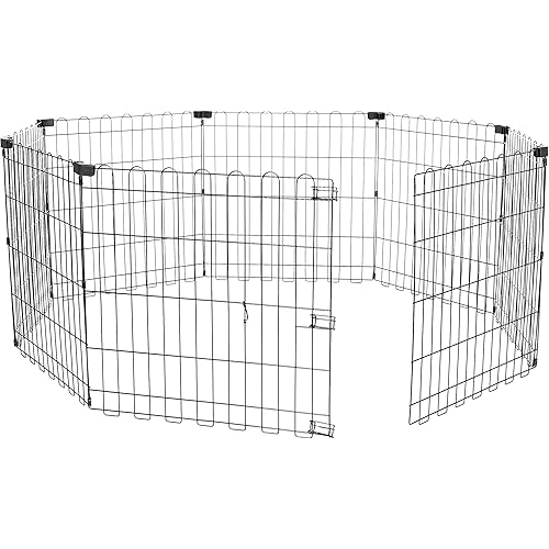 Amazon Basics Foldable Octagonal Metal Exercise Pet Play Pen for Dogs, Fence Pen, No Door, Extra Small, 60 x 60 x 24 Inches, black