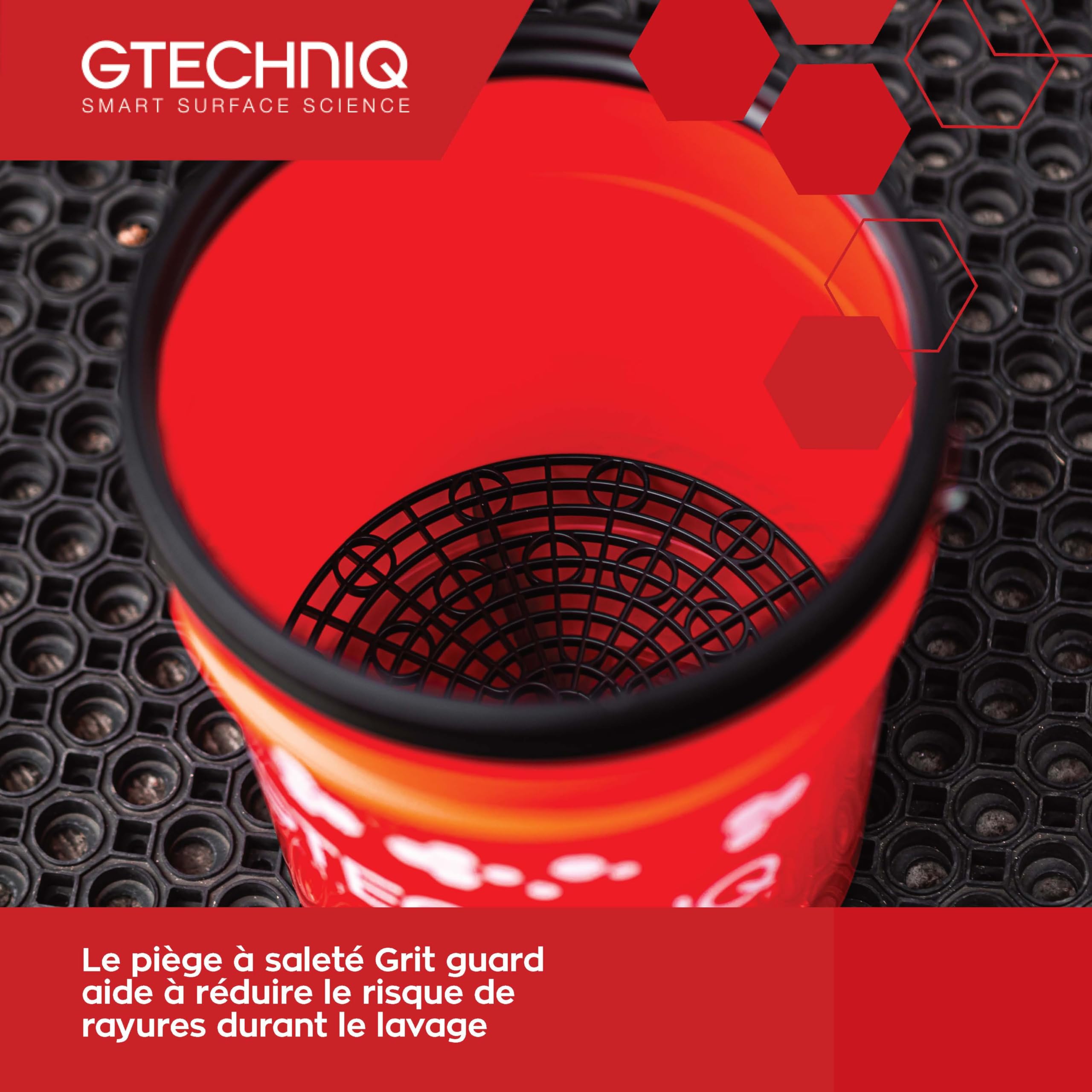 Gtechniq Seau Detailing Eau The Gamme pour Le Lavage Auto avec Couvercle Gamma Seal et Grille pour retenir la saleté, 20L