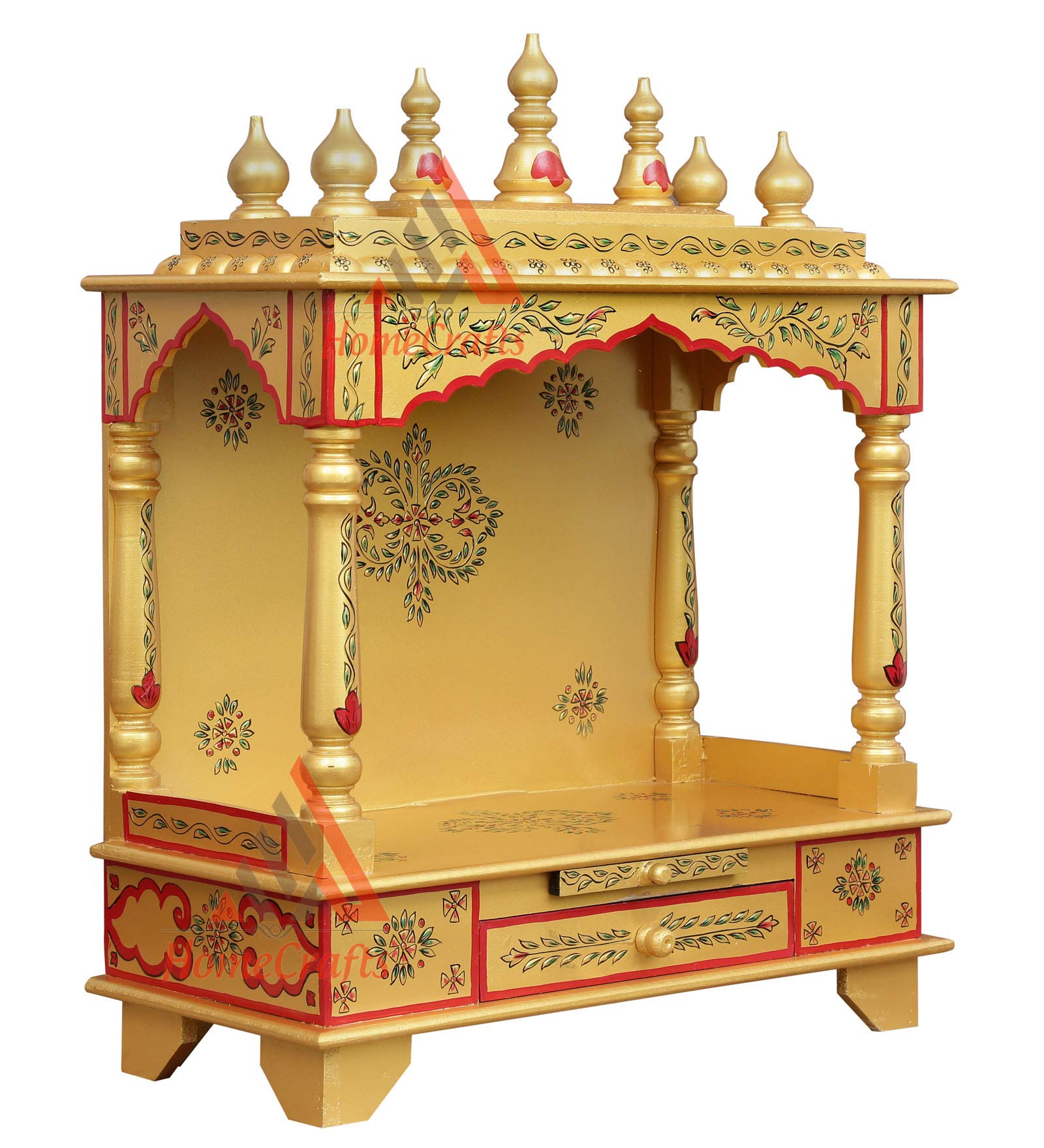 Wooden Temple for Home Teak Wood Temple Hindu Mandir Home Mandir Pooja Ghar Large Wooden Mandir Indian Temple Home Temple Pooja Mandap Handcrafted Temple South Indian Temple Decor - AtoZ India Cart - Aakrati Indian Export Wooden Home Puja Temple (24×12×30インチ)