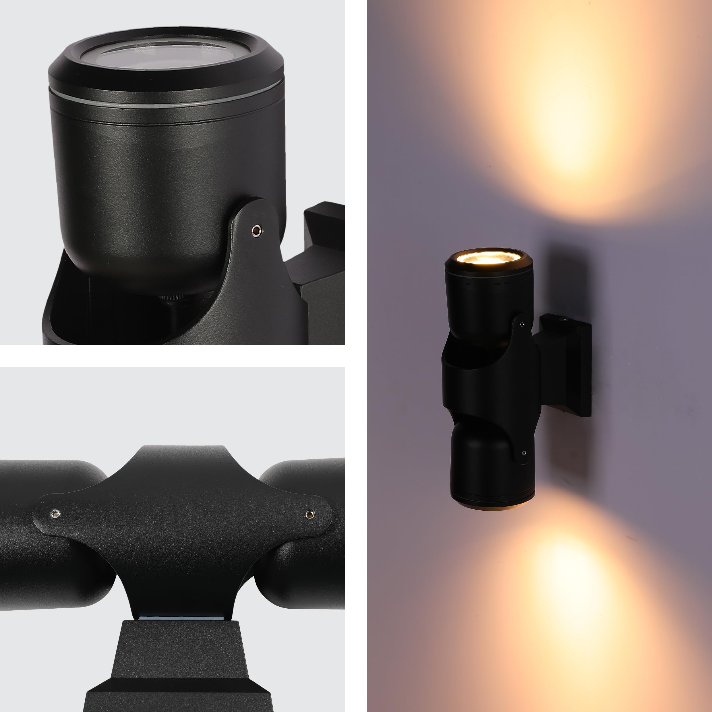 TEKLED Up Down Tiltable Black Outdoor Wall Light, 2 Lamp - Image 4