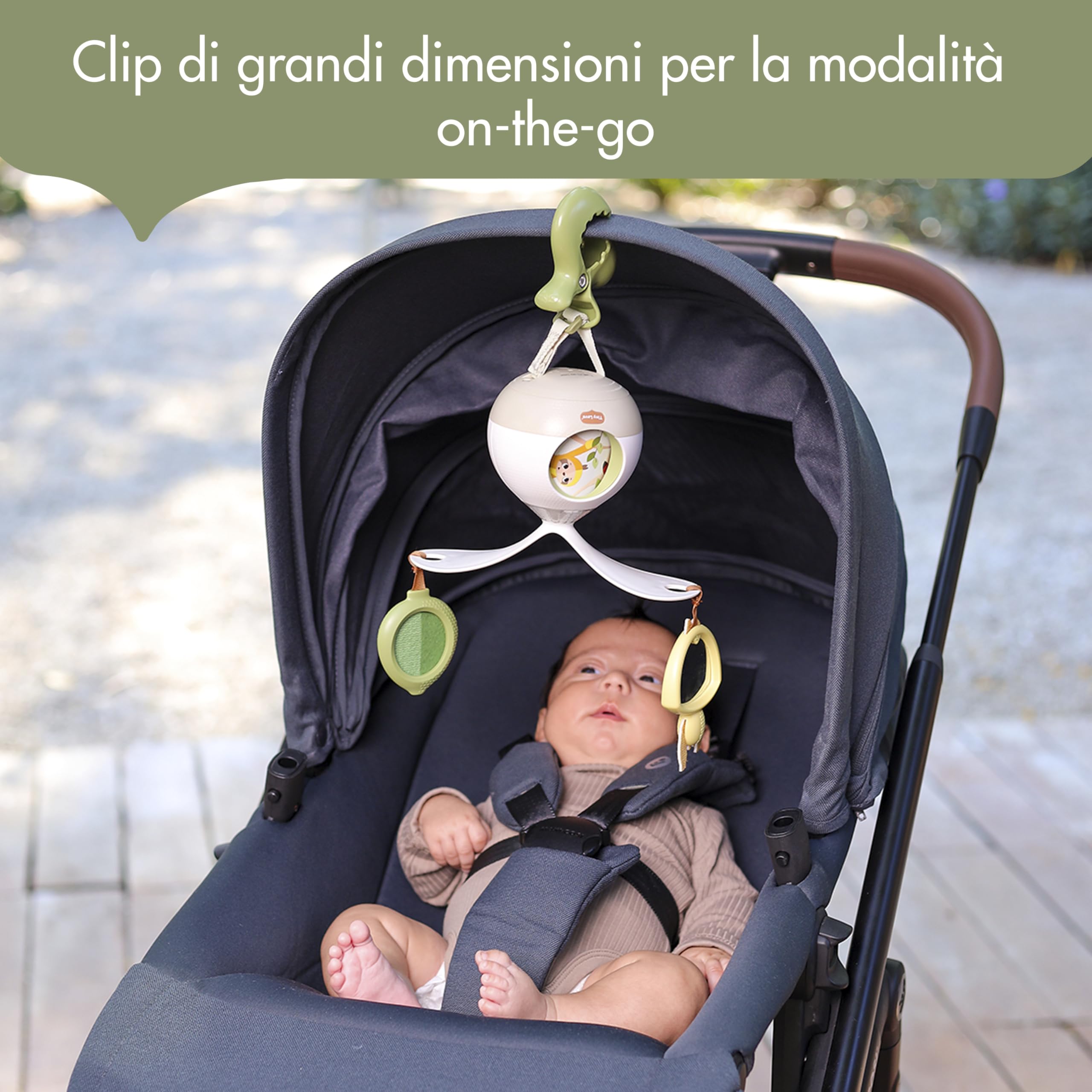 Tiny Love 2-in-1 Tummy Time Musical Mobile, Giostrina Neonato con Musica & Luci che Ruota a 360°, 0+ Mesi, per Passeggino Neonato, Giostrina musicale, 3 Modalità Musica e Suoni, Boho Chic