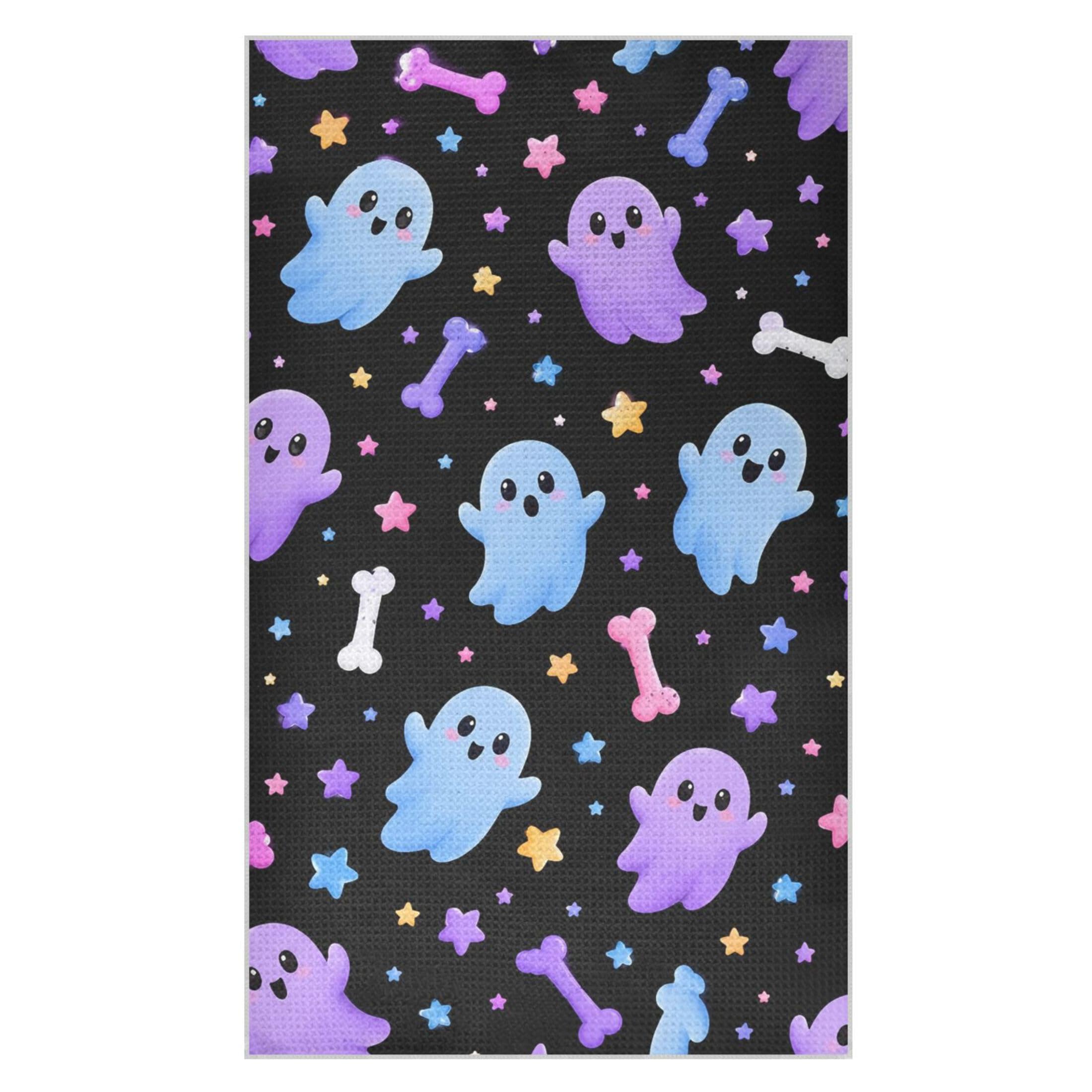 Kutsu Ghosts Waffle Weave Kitchen Towels Absorbent Quick Drying Dish Towels for Kitchen, Decorative Tea Towel, 18x30 in