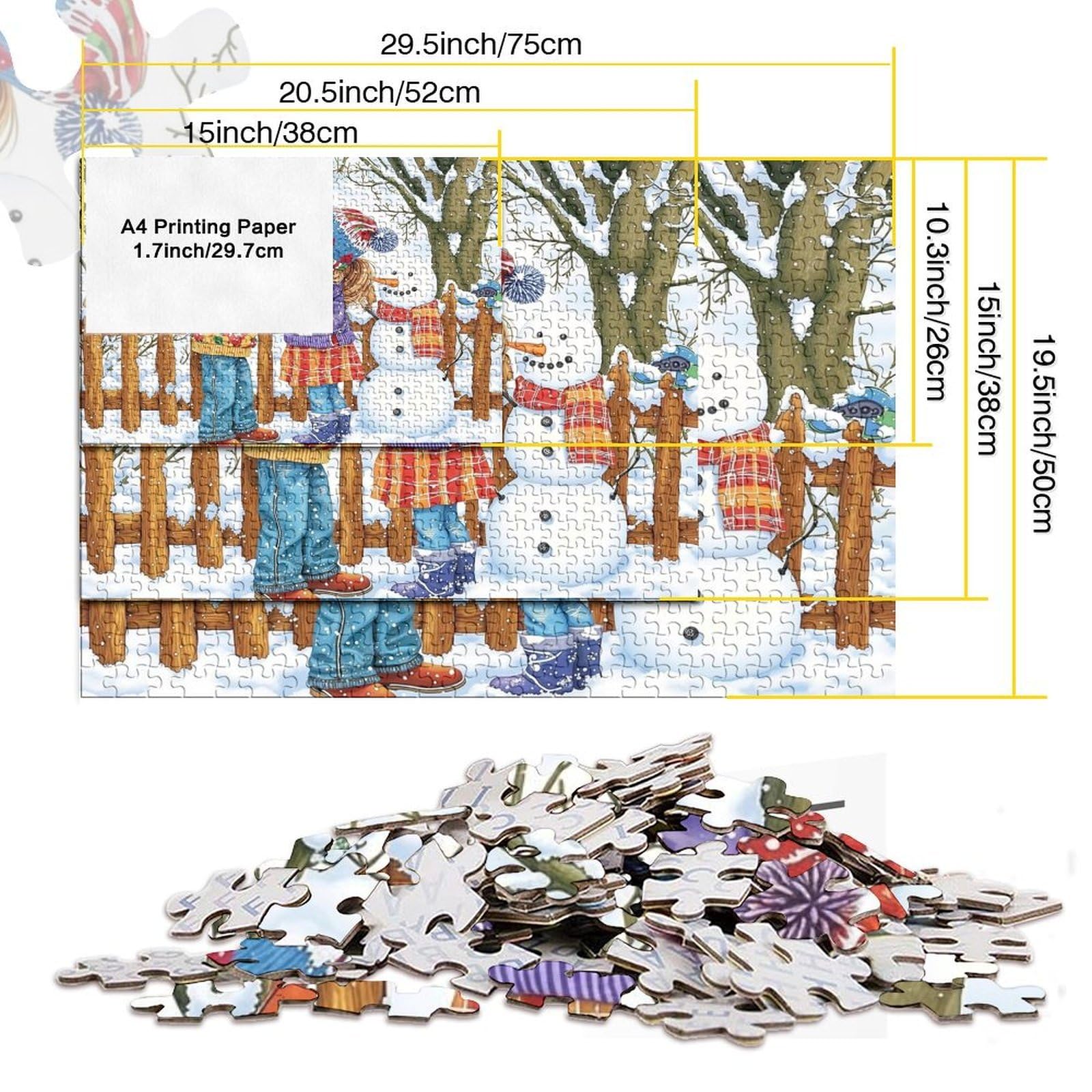 Puzzle Invernale 1000 Pezzi – Pupazzo Di Neve Natalizio 70x50 Cm, Per Famiglia E Feste, Regalo Natale - Foto 4