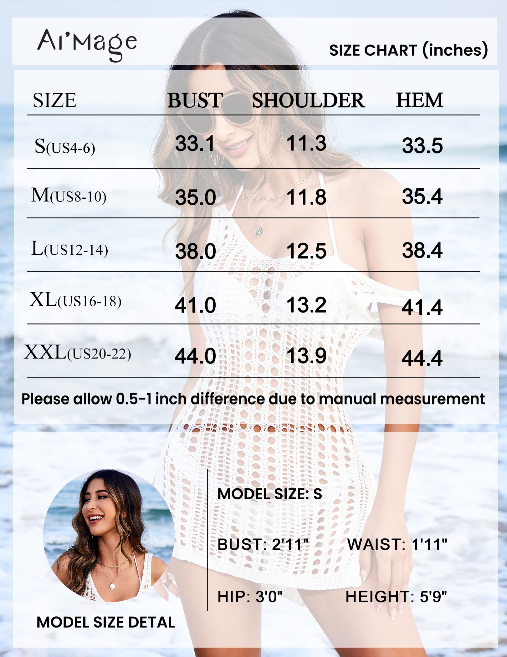AI'MAGE Costume da bagno da donna copricostume da bagno all'uncinetto lavorato a maglia abito da spiaggia senza maniche scava fuori fessura bikini cover up