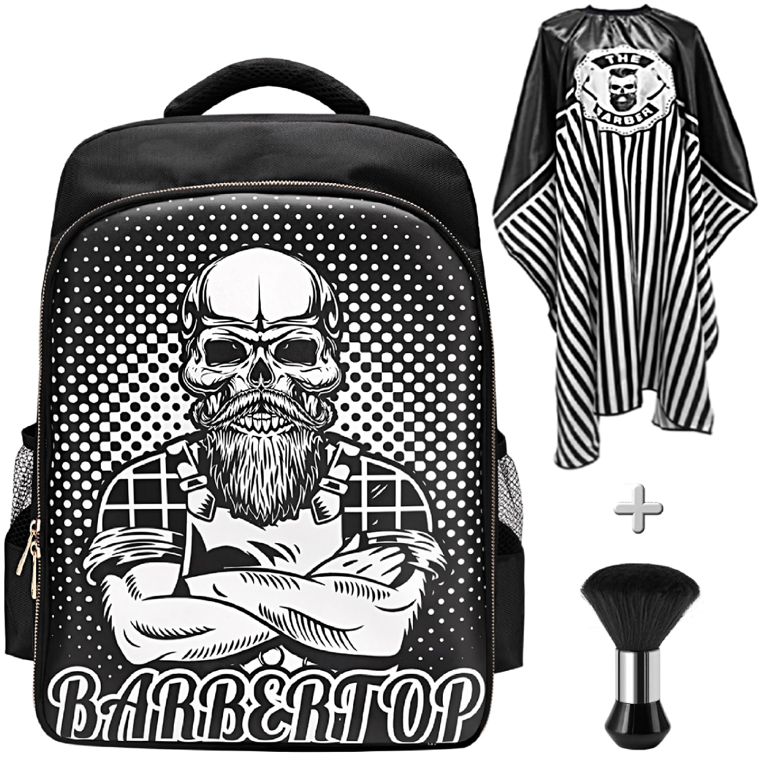 Barber Supplies Clippers Backpack for Hairdresser, with Barber Cape & Barber Brush, Large Travel Bag Zipper, Water Proof Barber Accessories of