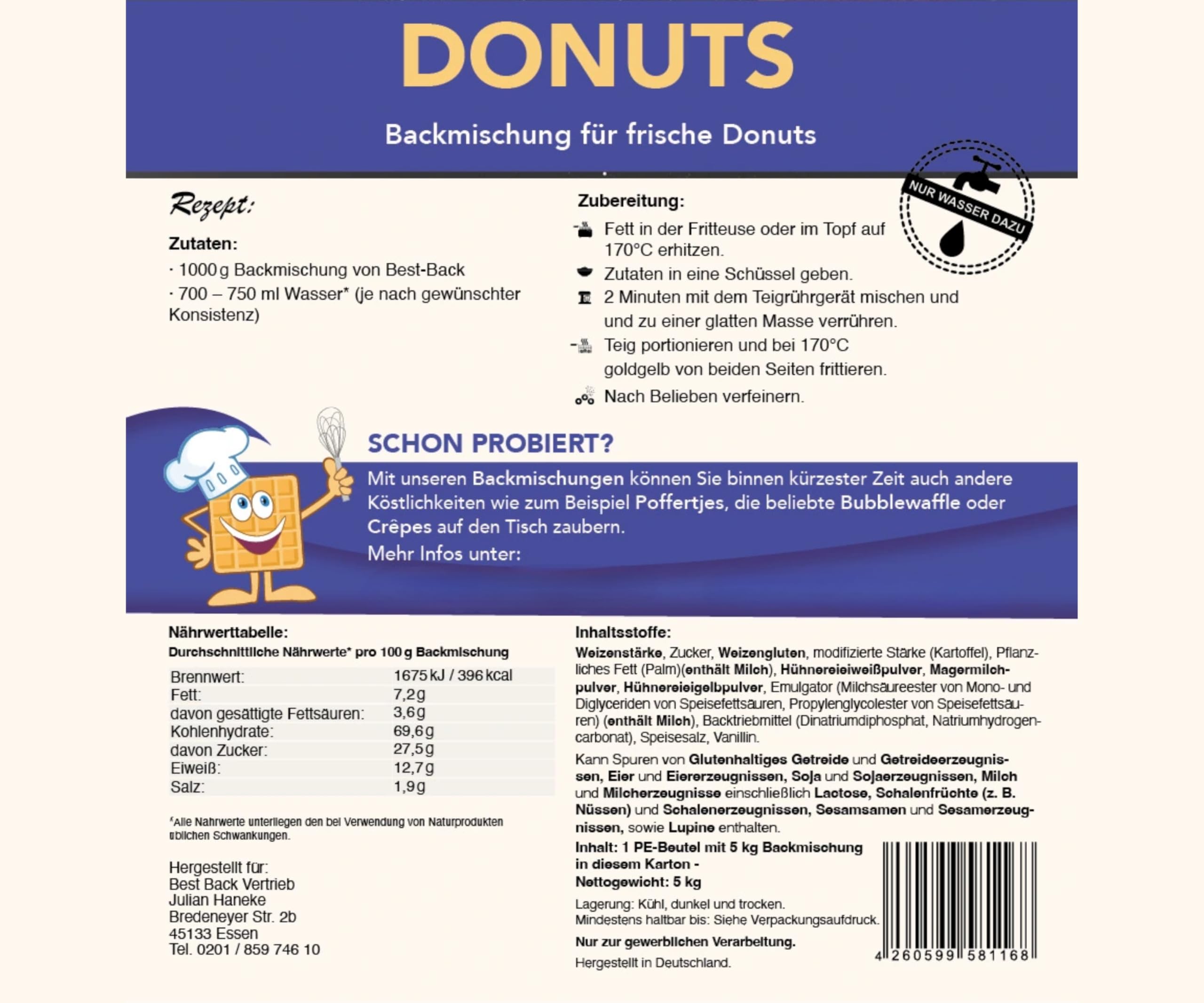 BEST BACK Donut Backmischung 5 kg Großpackung