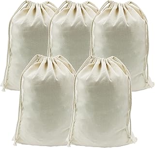 5 Stück Baumwollbeutel mit Kordelzug 30cm x 40cm,Aufbewahrungstaschen für Organisieren, Einkaufen, Aufbewahren, Lebensmittelgeschäft,Obst und Gemüsebeutel