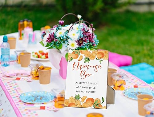Miniatura 4 de Mim-osa - Letrero de mesa de bar para baby shower, naranja cítrico de género neutro con soporte, letrero de juego de madera para baby shower,