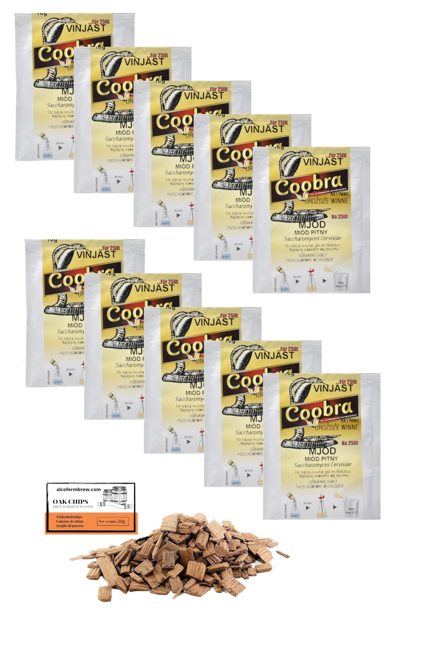 10 x Coobra Mead Yeast 10g/25L - Levure pour la fermentation de l'hydromel, Levure pour le miel, Levure de vin