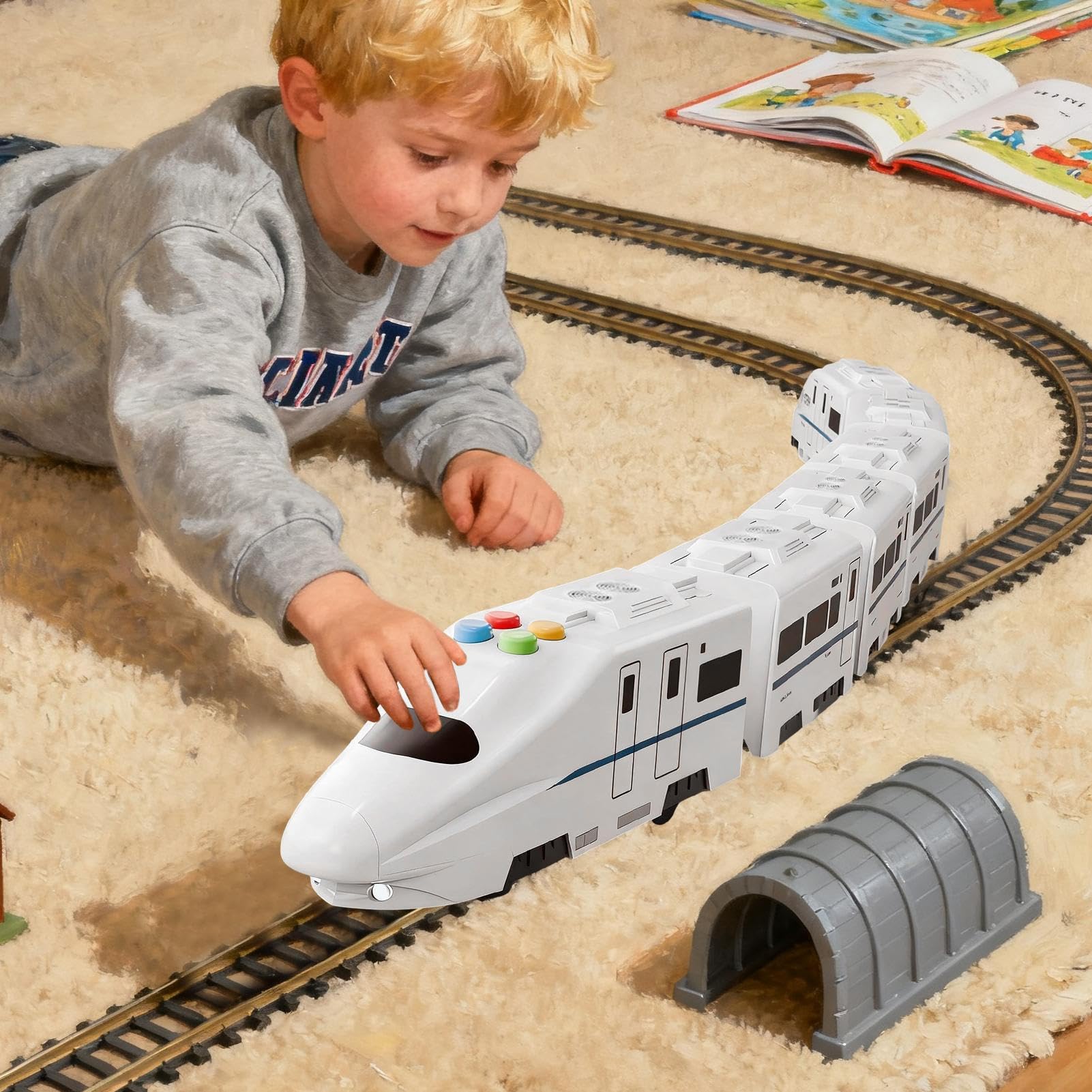 Elektrisches Zugspielzeug – 72 x 4 cm, frei zusammengebautes Kettenzug-Spielzeug, Spielzeug für Spielzeuge, Simulationsbahnen, für und Mädchen, Urlaub