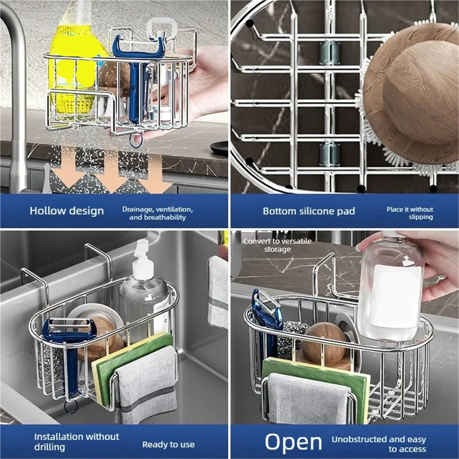 Cestello Scolapiatti Sospeso for Lavello In Acciaio Inox Per Riporre