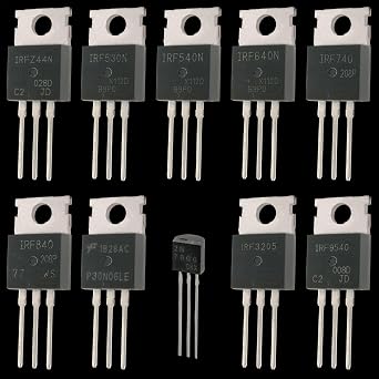 EEEEE 10 Values 70 Pcs Logic Level PMOS NMOS Kit MOSFET Transistor Assortment Kit N Channel P Channel MOSFET Driver IRFZ44N IRF530N IRF540N IRF640N IRF740 IRF840 RFP30N06LE 2N7000 IRF3205 IRF9540