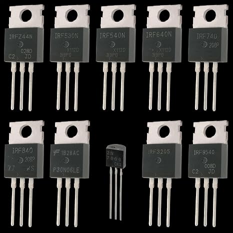 EEEEE 10 Values 70 Pcs Logic Level PMOS NMOS Kit MOSFET Transistor Assortment Kit N Channel P Channel MOSFET Driver IRFZ44N IRF530N IRF540N IRF640N IRF740 IRF840 RFP30N06LE 2N7000 IRF3205 IRF9540