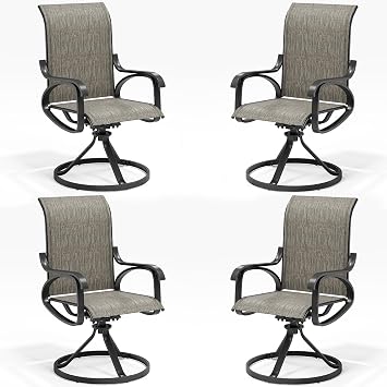LOUVIXA Patio Swivel Chair Set of 4, All-Weather Patio Swivel Rocking Chair, High Back Patio Dining Chairs for Backyard, Porch, Lawn, Garden4, Taupe