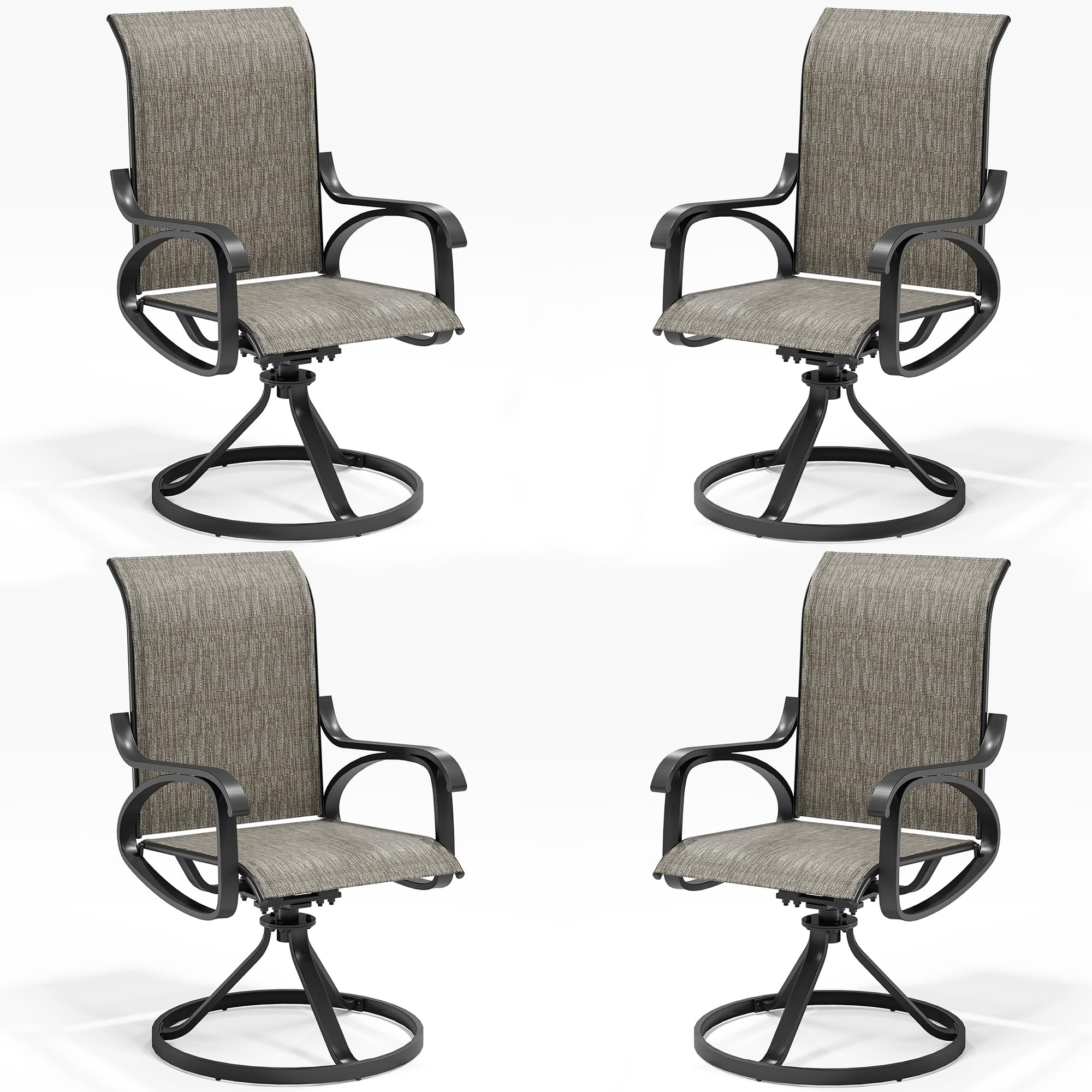 LOUVIXA Patio Swivel Chair Set of 4, All-Weather Patio Swivel Rocking Chair, High Back Patio Dining Chairs for Backyard, Porch, Lawn, Garden(4, Taupe)