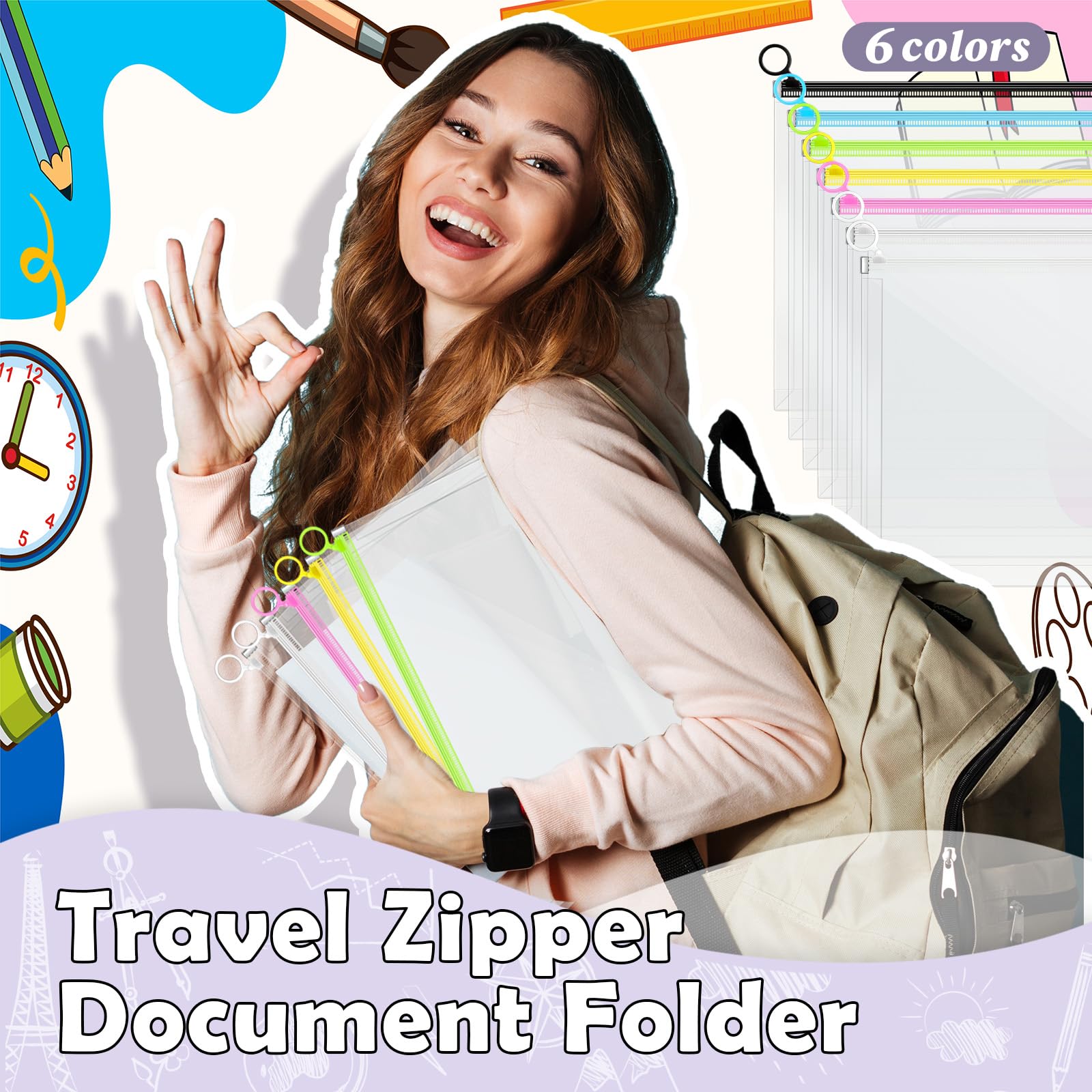 Yexiya 30 sobres de plástico transparente con cremallera A4, carpeta de documentos tamaño carta, bolsa expandible para almacenamiento de lápices de papel, suministros de oficina, 13 x 9.7 pulgadas