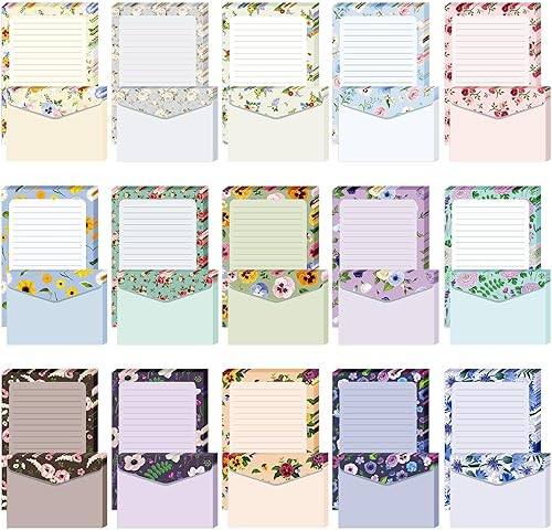 Geyee 200 piezas de papel de papelería de acuarela y sobres que incluyen 100 hojas rayadas y sobres, papel de escritura de impresión de doble cara