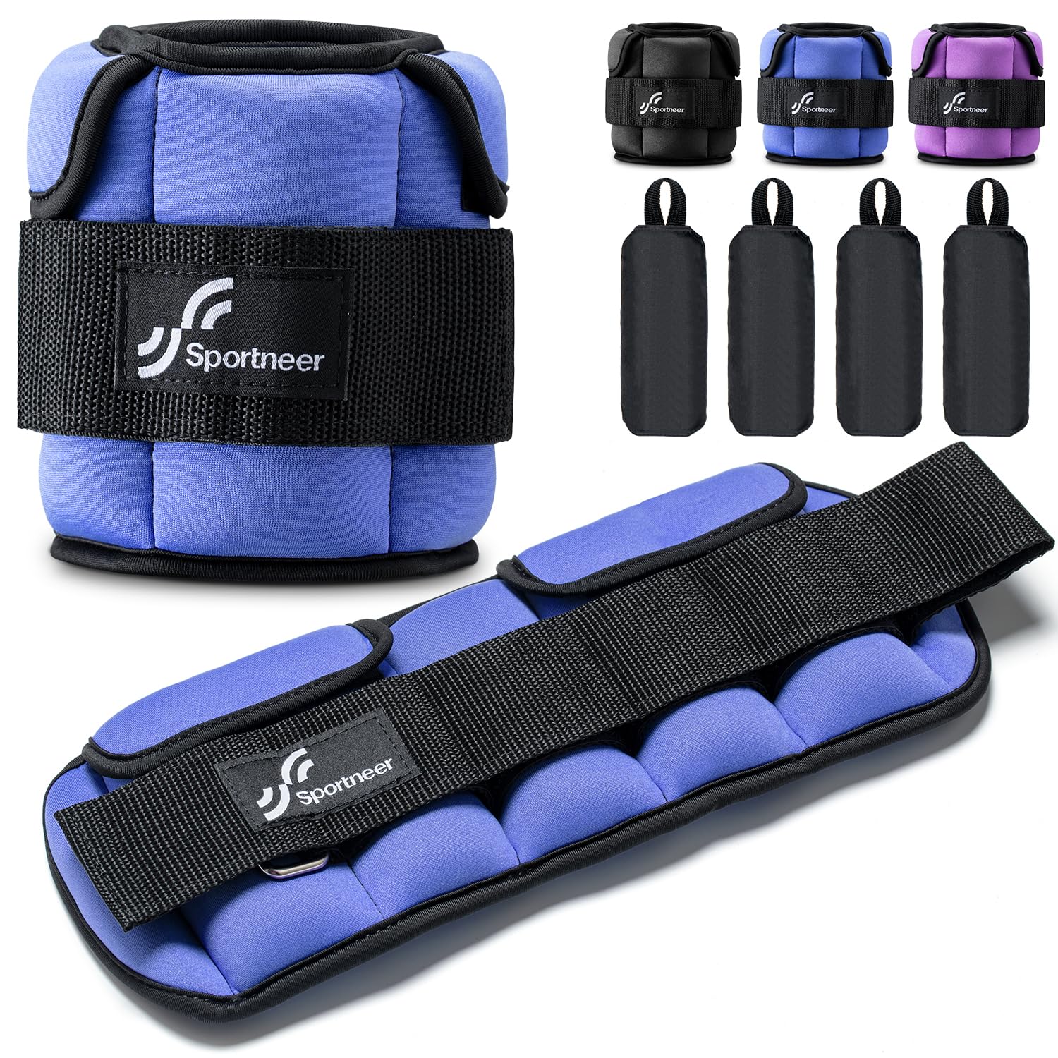 Sportneer Poids de cheville réglables : poids de jambe réglables améliorés pour la gym, le fitness, l'entraînement, 0,5 à 2,3 kg par cheville, 0,9 à 4,5 kg par paire