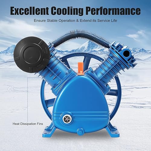 Miniatura 2 de Cabezal de bomba de compresor de aire de doble cilindro de 175PSI 5.5HP, 21CFM V Tipo Doble Etapa Universal de Bajo Consumo de Energía Motor de