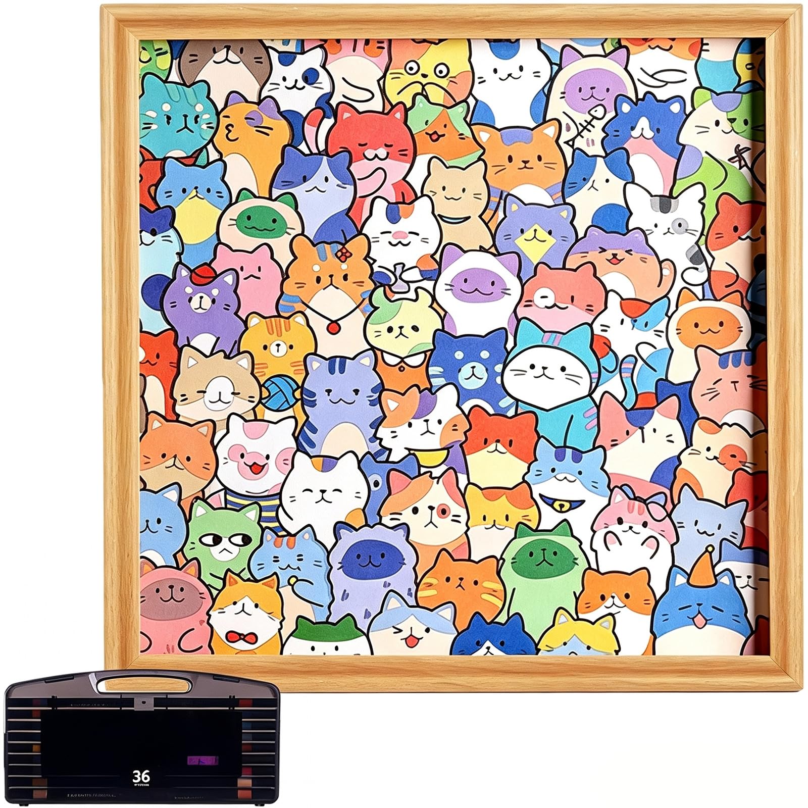 Wooden Cat Puzzle, Coloring Wooden Educational Toys, Animal Jigsaw Puzzles with Photo Frame, Hand-Painting Animal Puzzle Toy, Educational Creative Toy for Boys & Girls, Home, Travel & Playroom，A