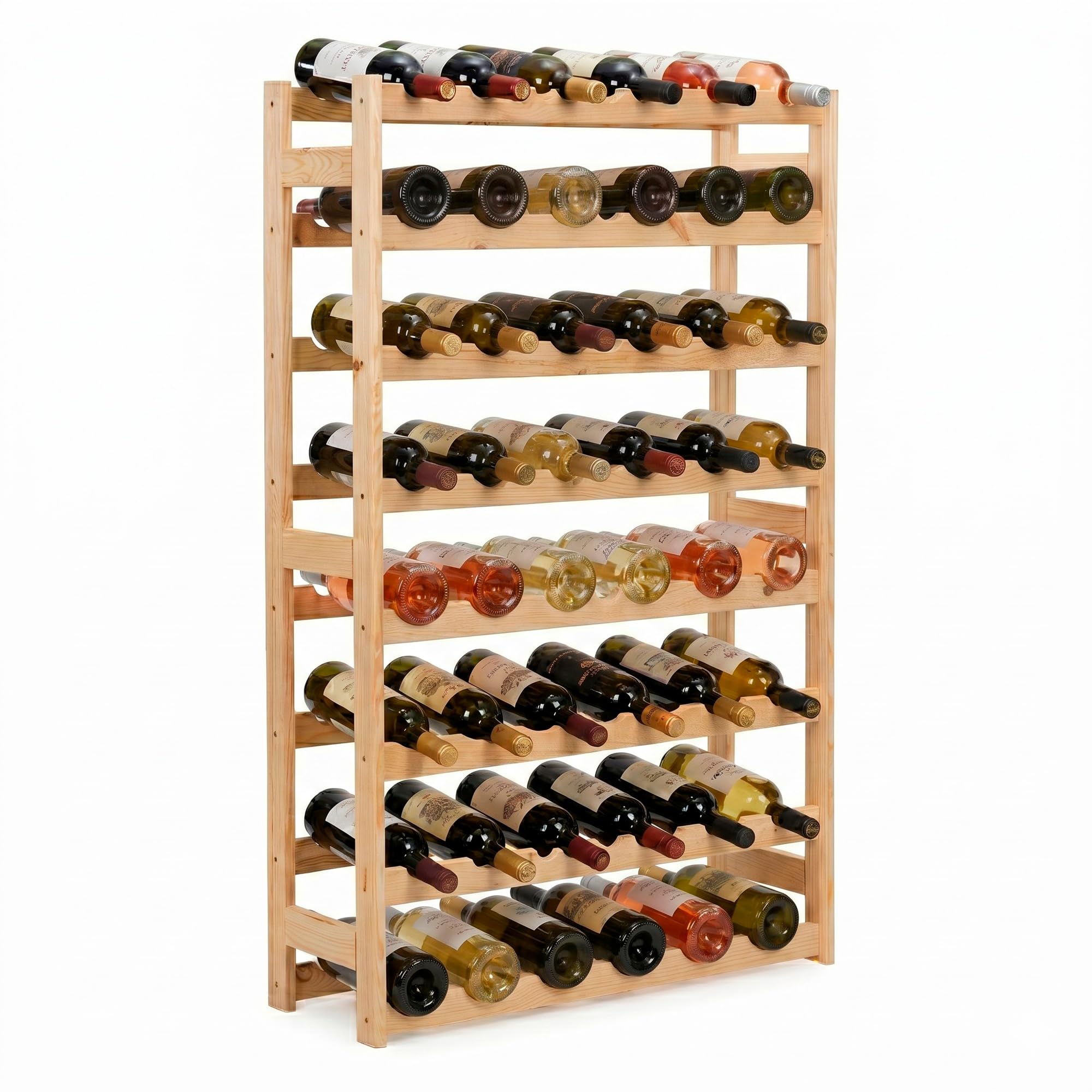 Cave à vin en bois de pin Springos pour 56 bouteilles : étagère moderne et robuste