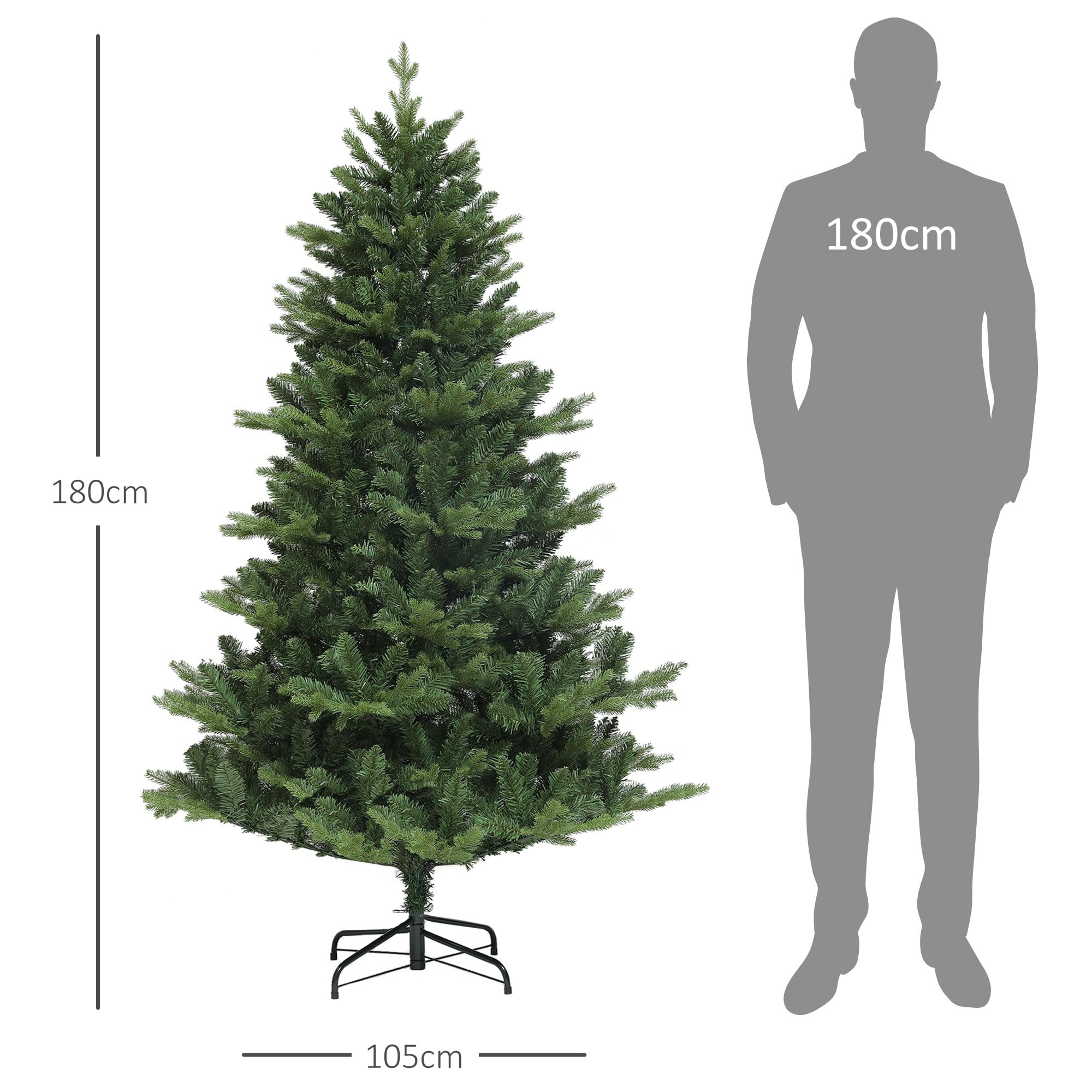 HOMCOM Sztuczna choinka 180 cm choinka 818 końcówek Zielona