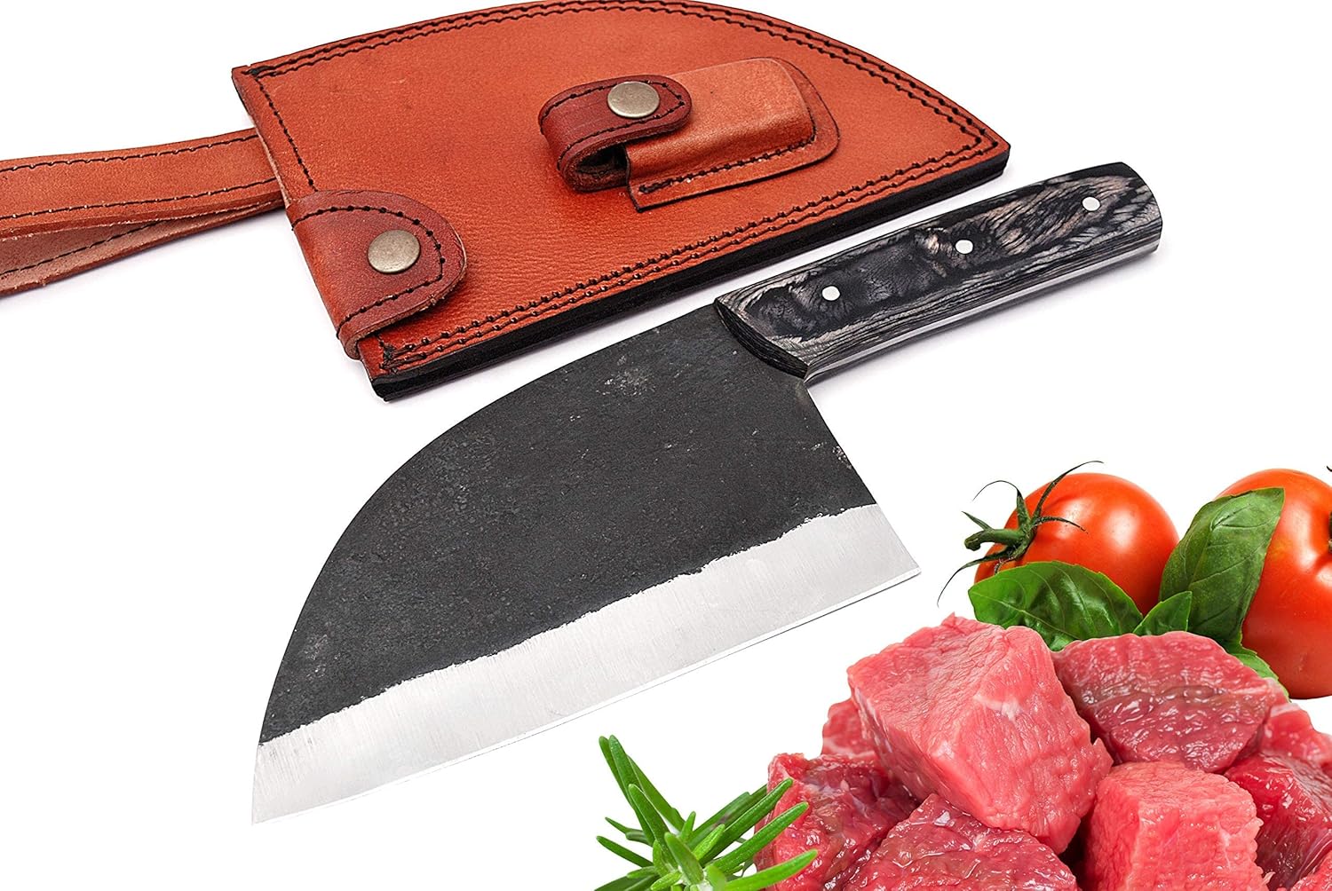 Serbian Chefs Knife, High Carbon Steel Butcher Knife