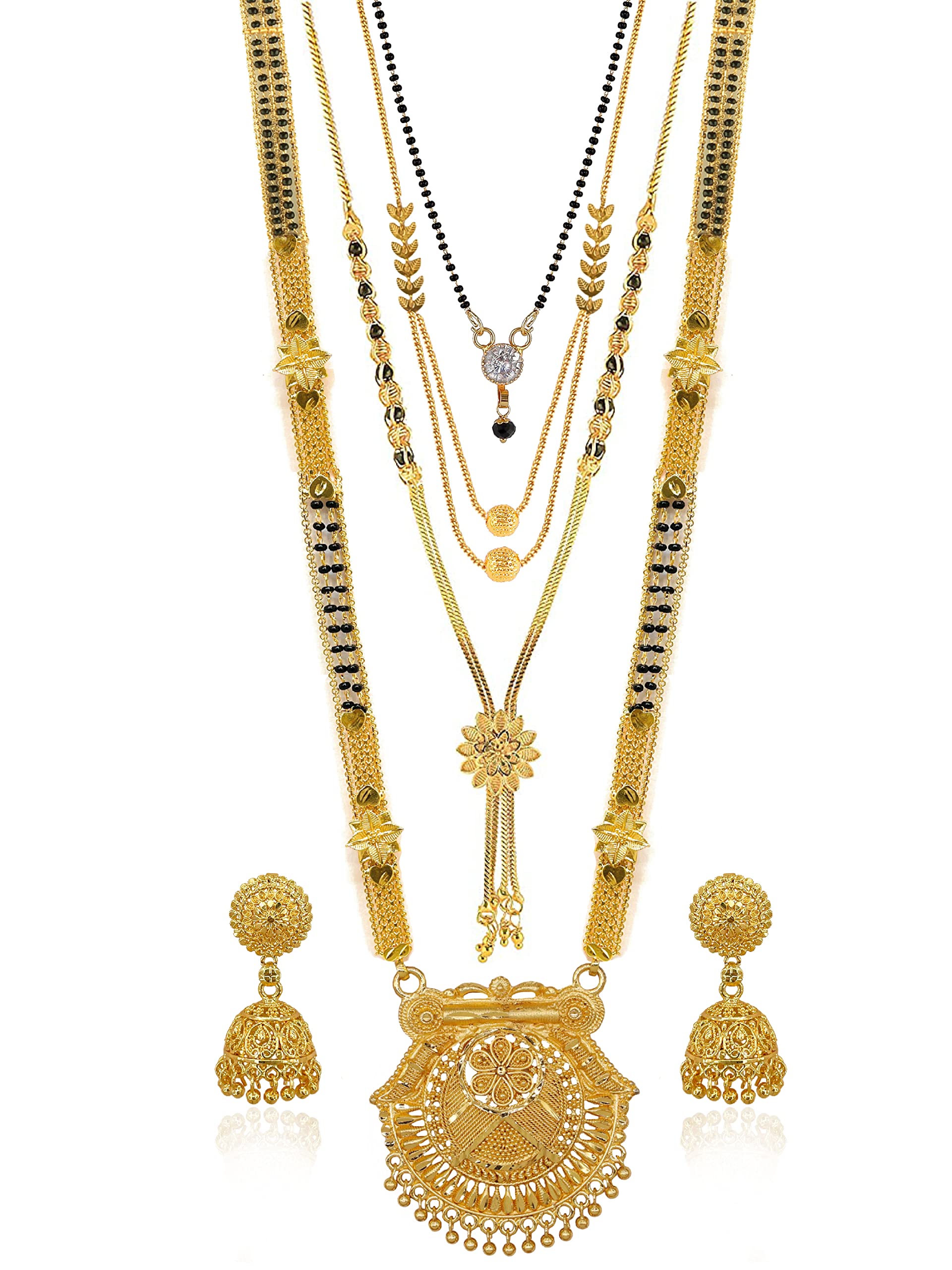 See full amazon price history chart for Brado Jewellery Traditional Combo of 4 Gold Plated 30 inch Long and 18 inch Short Mangalsutra/tanmaniya/nallapusalu With 1 Pair of Earrings for women and girls Brado Jewellery Traditional Combo of 4 Gold Plated 30 inch Long and 18 inch Short Mangalsutra/tanmaniya/nallapusalu With 1 Pair of Earrings for women and girls (B0BGYBDGDL) Amazon Price History, Amazon Price Tracker