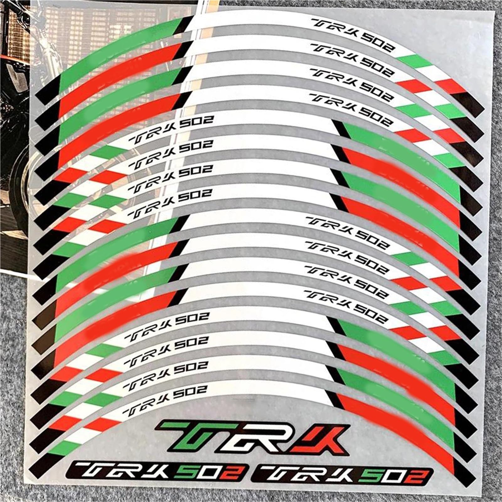 Decorative Stickers for Benelli TRK 502 17'' 17inch Motorcycle Racing Rim Strips Stickers Motorbike Wheel Hub Reflective Decal Accessorie(Green)