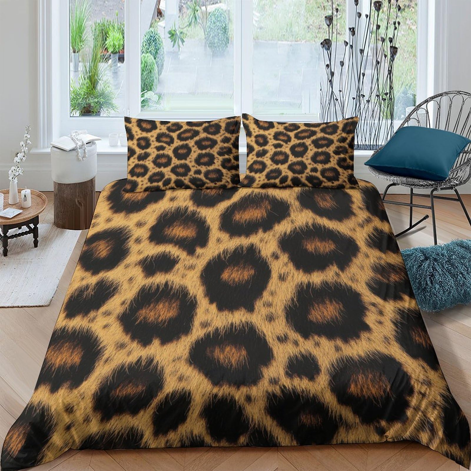 Ctjqhvkz Style-7 3D Printed Leopard Pattern Fitted Sheet Microfiber Soft Animal Print Bed Cover For Bedroom Guest Room Decor Single（135X200cm）