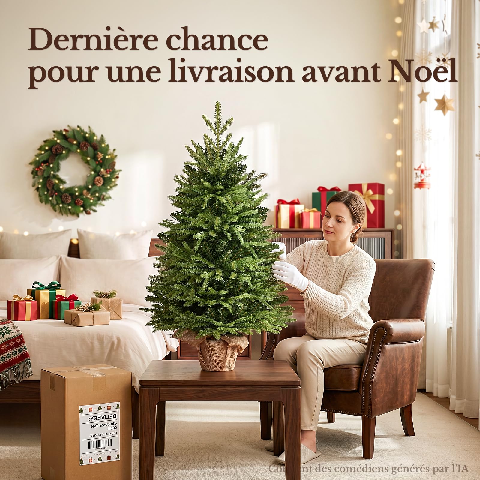 Hokeeper Sapin de Noël artificiel de 120 cm | Sapin de Noël artificiel en pot - Pour l'intérieur et l'extérieur - Branches réalistes en polyéthylène