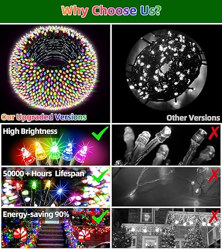 Miniatura 6 de 1500 luces LED de Navidad de 470 pies para exteriores, 12 modos de iluminación, tira de luces de Navidad con temporizador, tira de luces LED Varios