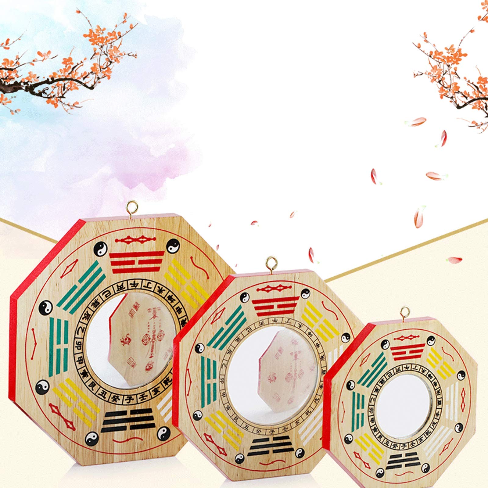 Specchio Concavo di Feng Shui Bagua Specchio Bagua realizzato in legno di pesca naturale, mirror cinese Feng Shui BAGUA for protezione (convesso) Per Ornamento di Affari della Decorazione