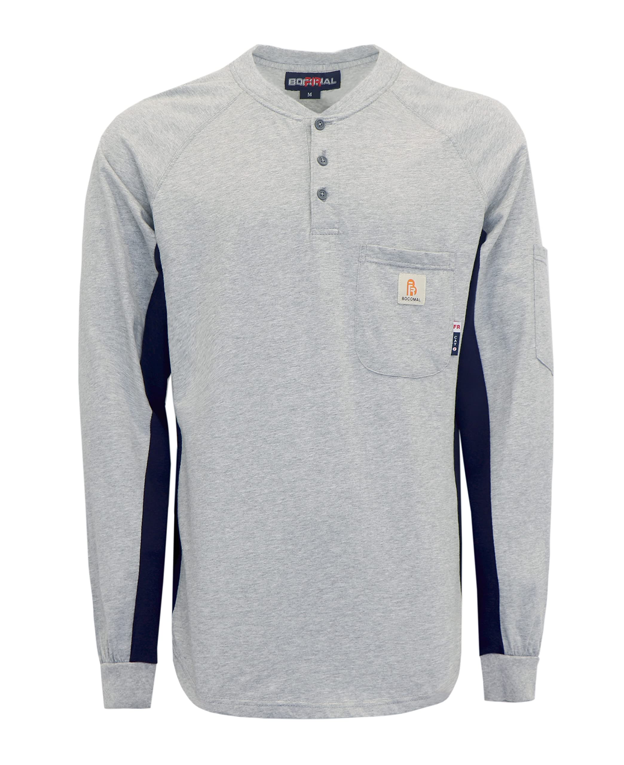 BOCOMAL FR Shirts for Men Crew Neck Long Sleeve 5.5oz Light Weight Flame Resistant/Fire Retardant Clothing Shirt
