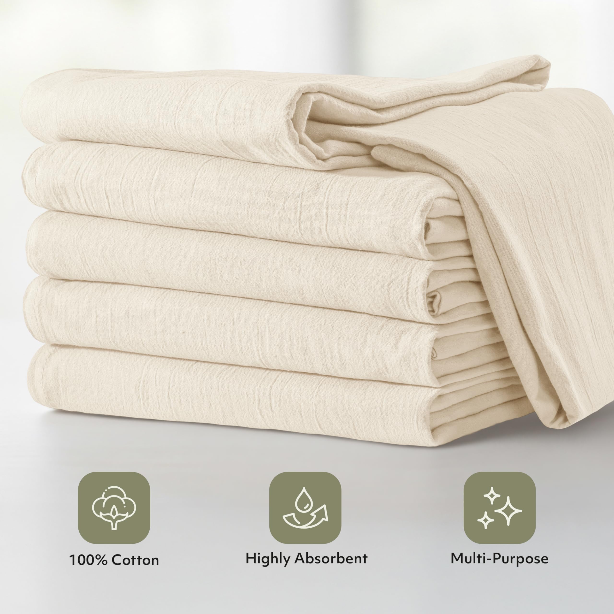 Utopia Kitchen - Paquete de 24 paños de té para Saco de harina, 28 x 28 Pulgadas, 100% algodón, Lavables a máquina, para Limpieza y Secado, Color café Natural, UK0591