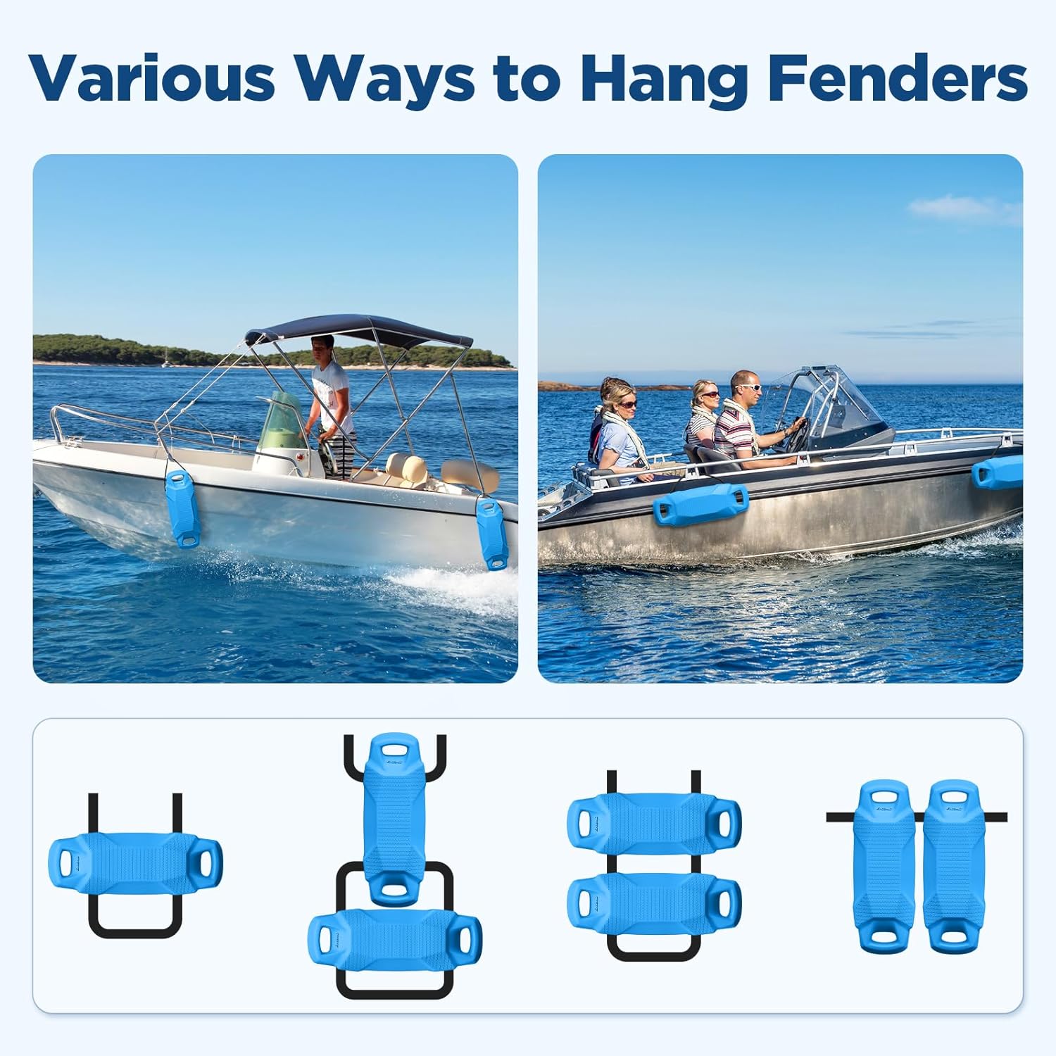 Ehaho Boat Fenders, Boat Bumpers for Docking, EVA Pontoon Bumpers with Integrated Locking Rope, Fit for Bass, Ski, Bowriders and Fishing Boats