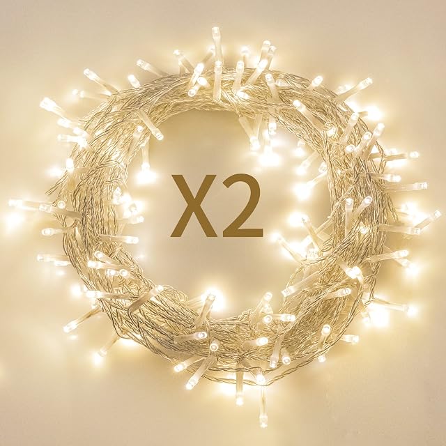Koopower [2 Pack] 50 LED Battery Operated Waterproof Fairy Lights with Timer, 6M IP65 String Lights for Indoor Outdoor (Home, Party, Wedding, Christmas), 8 Modes, Warm White