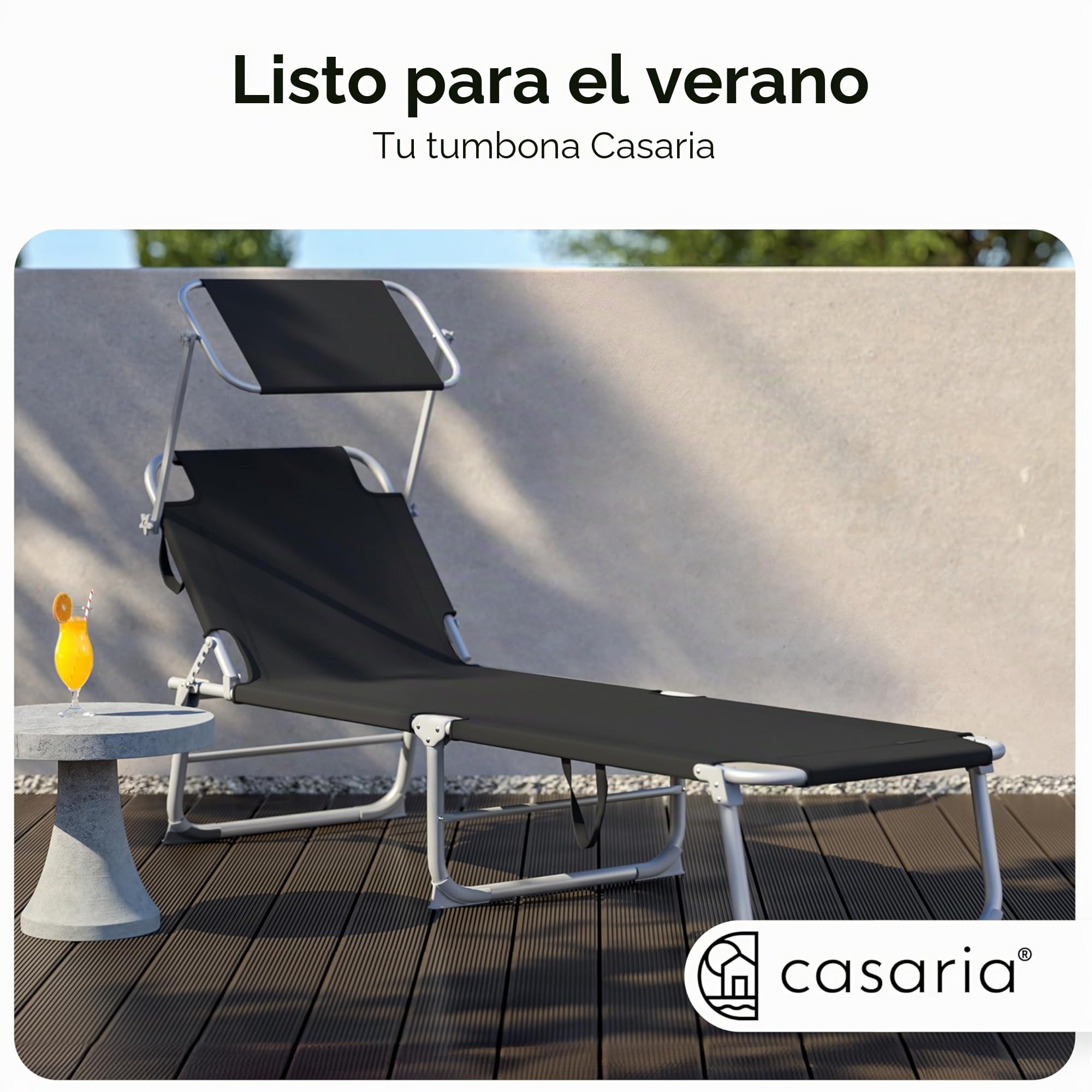 CASARIA® 2X Tumbonas de Jardín Playa Relajación Parasol Plegable 195x60x30cm hasta 150Kg Acero Piscina