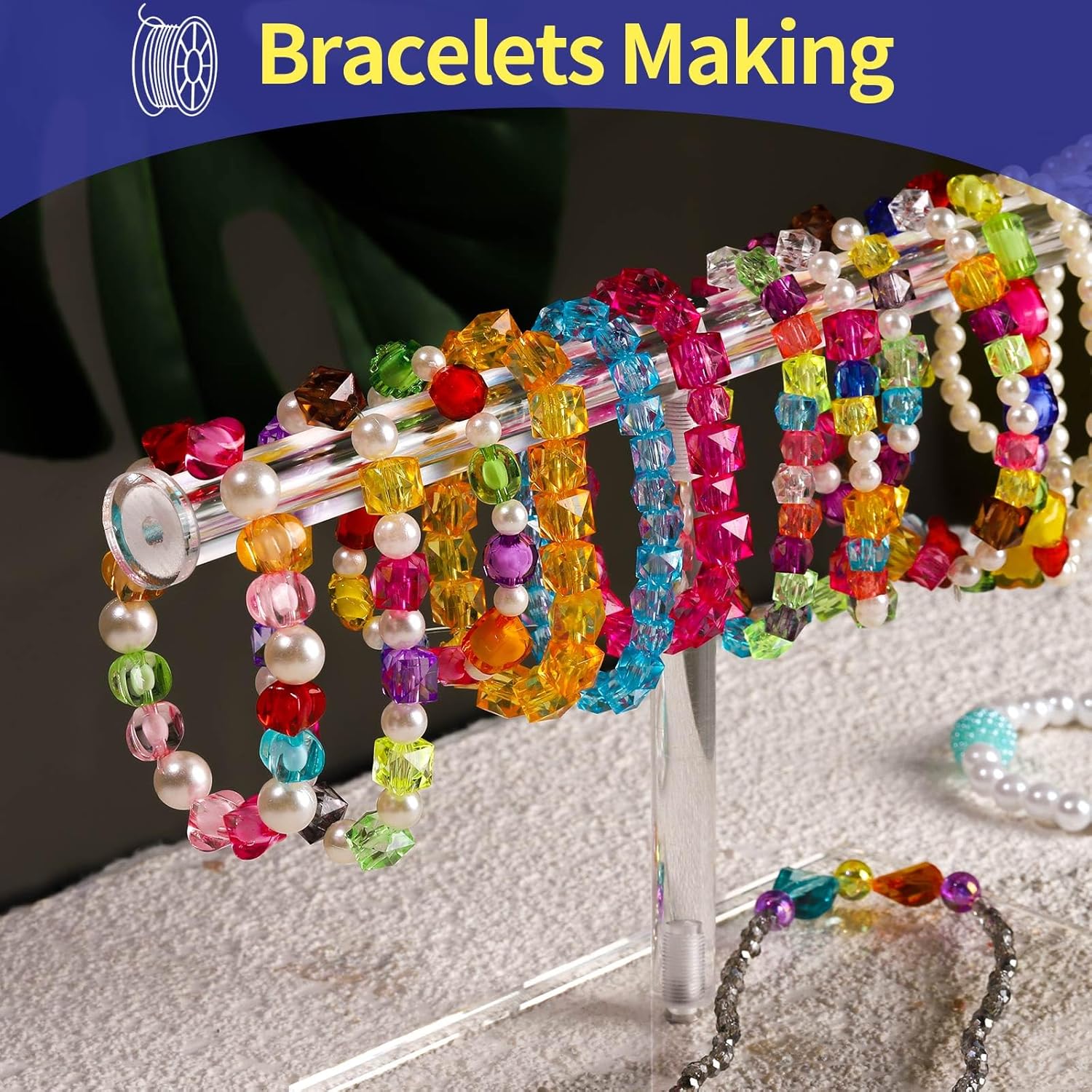 FANDAMEI 0.5mm Elastic Bracelets Strings Cord, Elastic Crystal Stretch Bead Cord for Jewelry Making, Clear Stretchy Elastic String Cord for Beading, Transparent Thread for Bracelet Necklace Making - Image 5