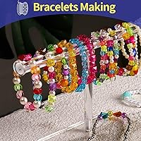 Vista 5 de FANDAMEI Cordón elástico de 0.020 in, cordón elástico de cuentas de cristal para hacer joyas, cordón elástico transparente para abalorios, hilo